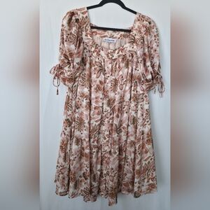 En Saison Skye Floral Mini Dress Babydoll Coquette Cottagecore Boho Puff Sleeve